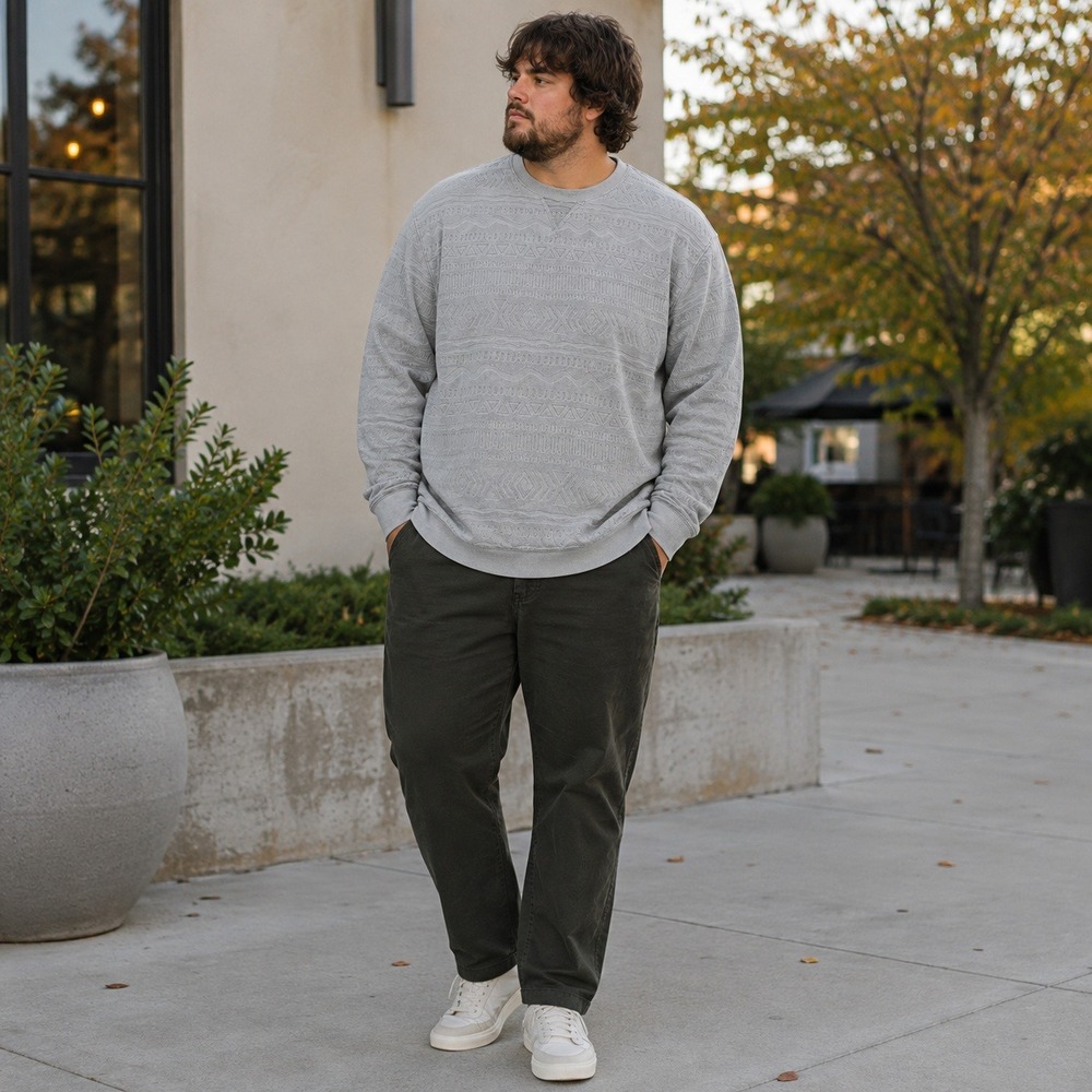Chubbies Sweatshirt Embossed Aztec Geometric Textured Gray Men's XXL Pullover